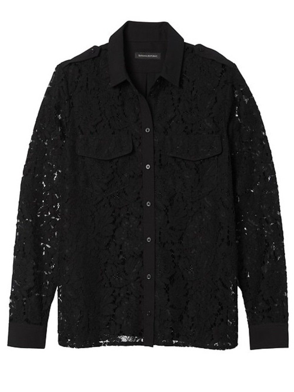 NWOT - Banana Republic Lace Utility Shirt in Black - Size S